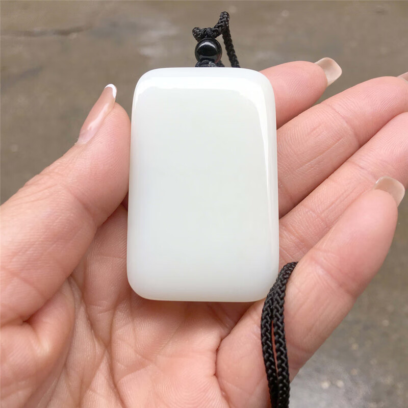 俏妆新疆和田玉平安无事牌山料牌子白玉吊坠男女款方牌玉牌可镶嵌