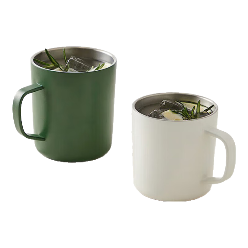 無(wú)印良品（MUJI）不銹鋼雙層馬克杯 大容量男女辦公學(xué)生水杯茶杯咖啡杯 綠色 380ml