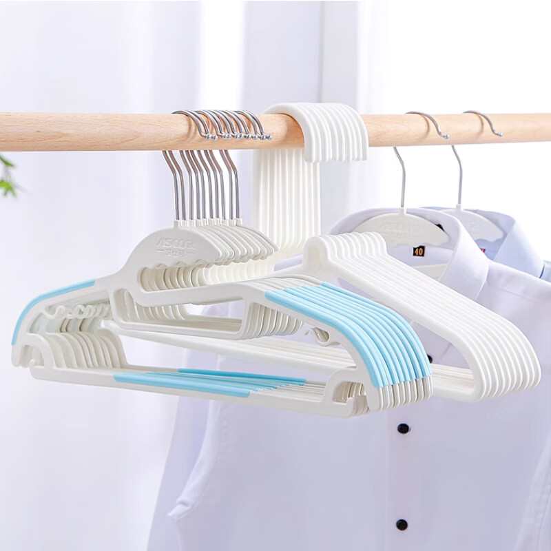 艾仕可衣架家用无痕防滑肩角衣撑防滑撑子衣挂钩收纳晾衣服架无痕衣架 日式衣架灰色 20支