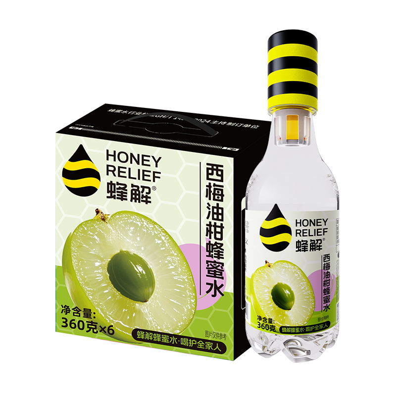 蜂解西梅油柑汁蜂蜜水 便携式健康新鲜现调果蔬汁饮料饮品 瓶装整箱 西梅油柑蜂蜜水360g*6瓶/箱