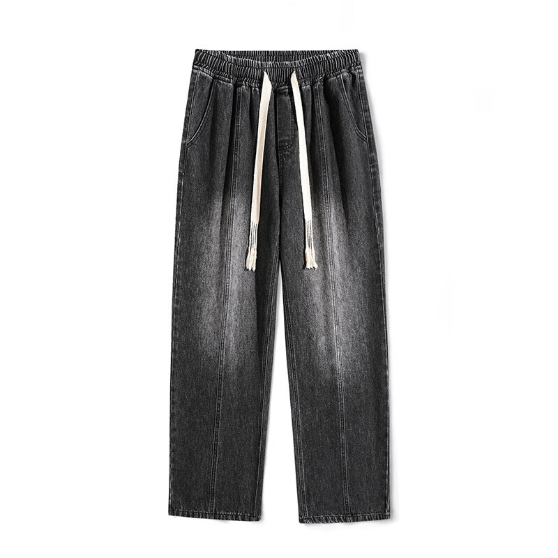 杭瑞牛仔裤男士2023新款春秋宽松直筒休闲长裤坠感阔腿裤子 108黑灰色