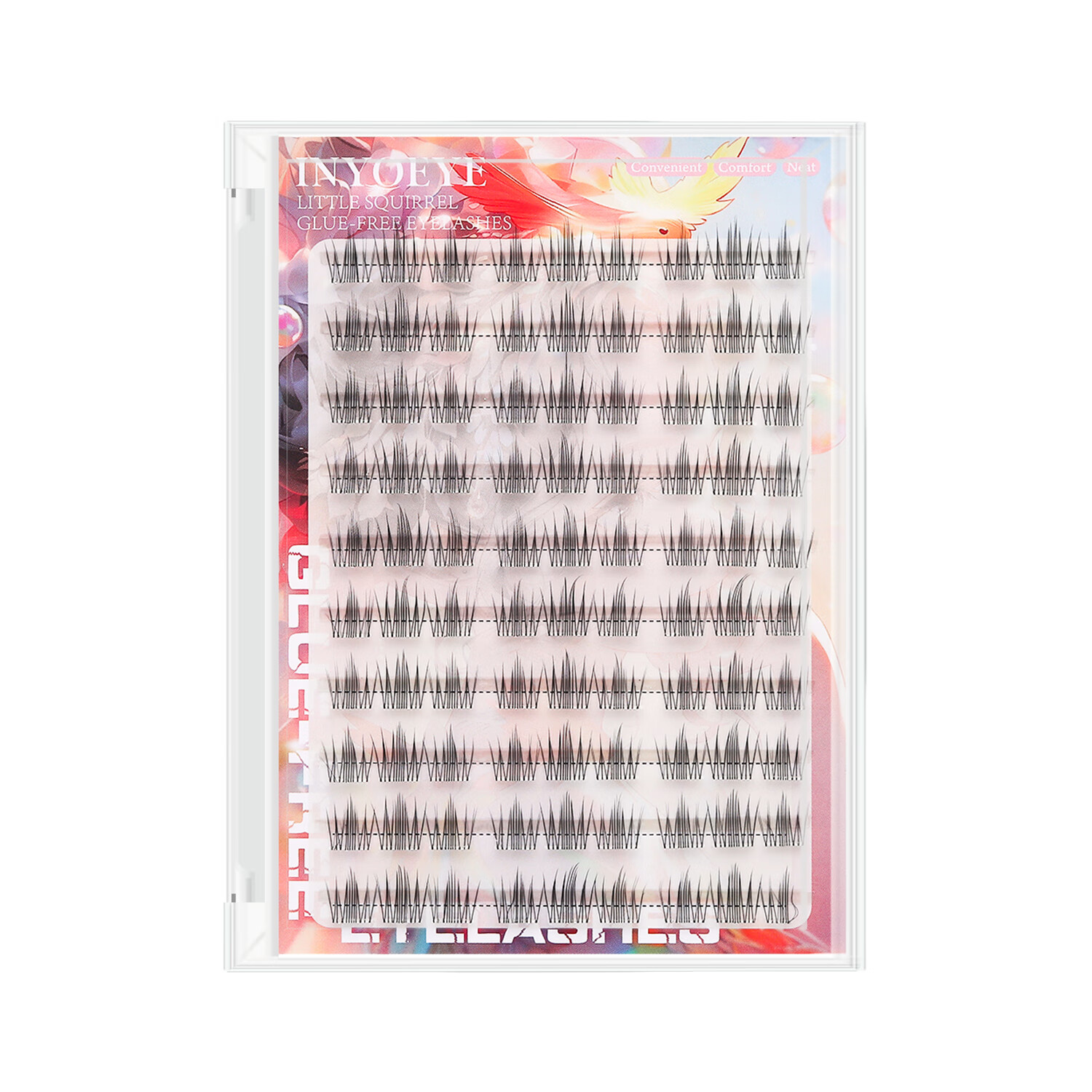 INYOEYE免胶 无梗假睫毛 自然日常款 圣诞节礼物送女友 免胶无梗假睫毛山茶花90簇(1盒)