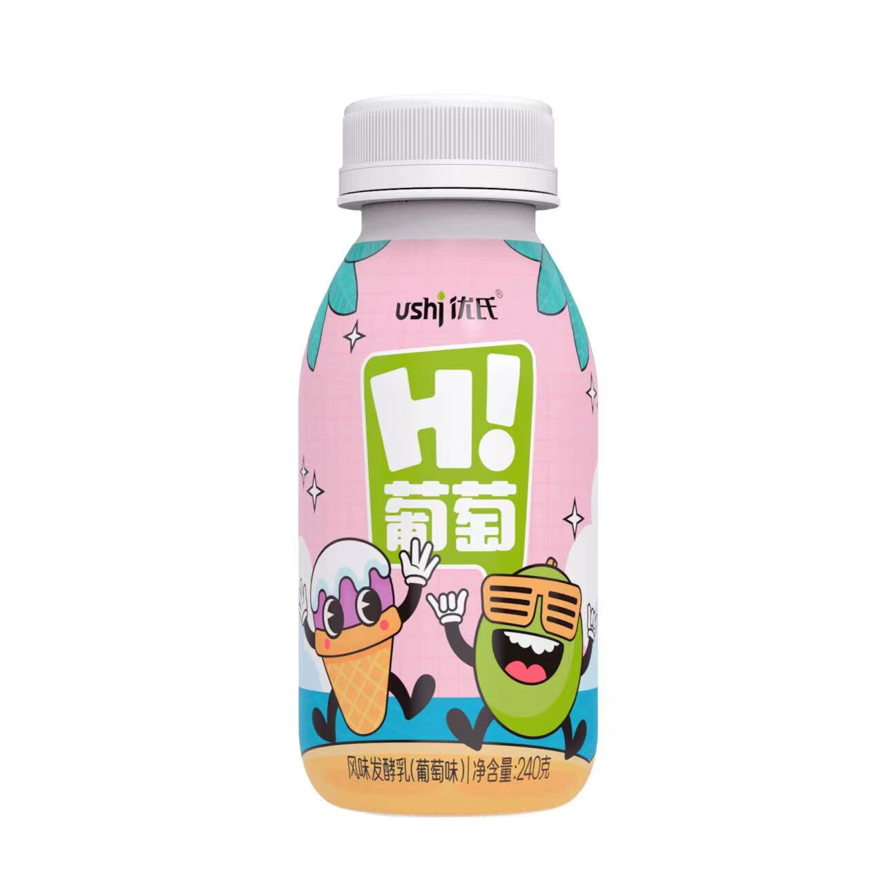 优氏hi葡萄酸奶葡萄味风味发酵乳240克8瓶装 240g*8瓶 葡萄味