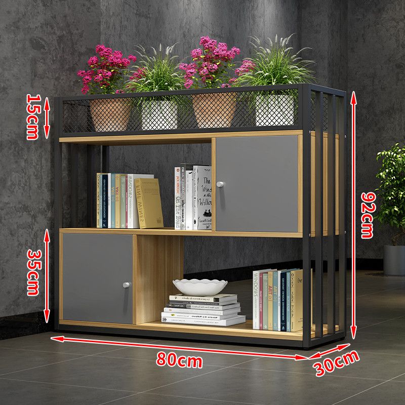 世朗帝办公室屏风隔断双面装饰简约花槽木质矮柜储物柜铁艺置物架展示