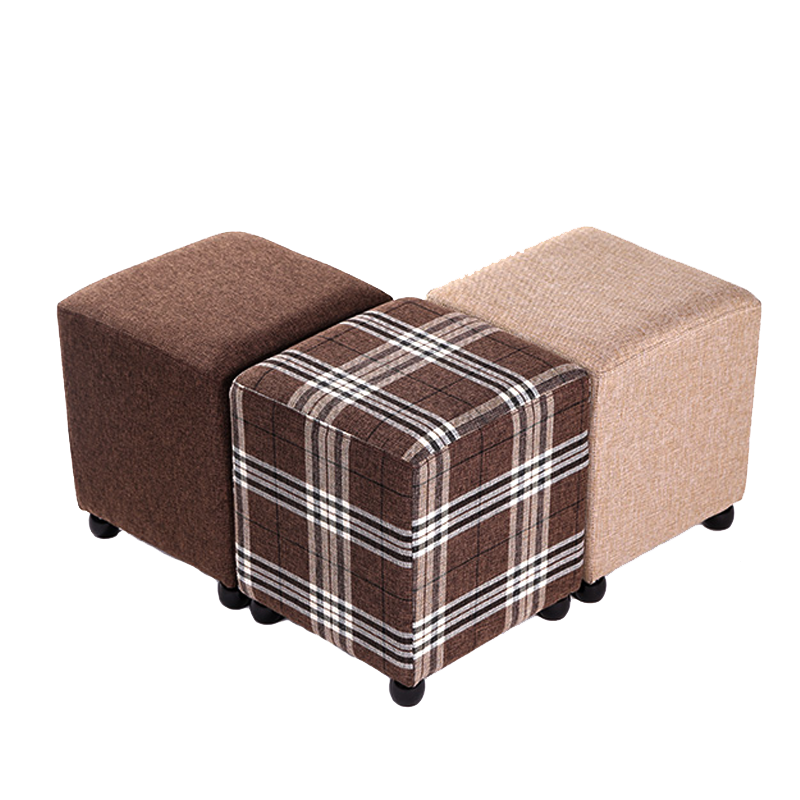 喜艾尼 脚凳玄关换鞋凳更衣室凳子客厅沙发凳布艺方凳鞋垫试鞋凳穿鞋凳美甲凳 咖啡麻布