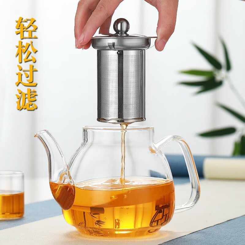 高硼硅耐高温玻璃茶壶家用泡煮茶壶大容量加厚透明烧水壶功夫茶具 （1个装） 600ml