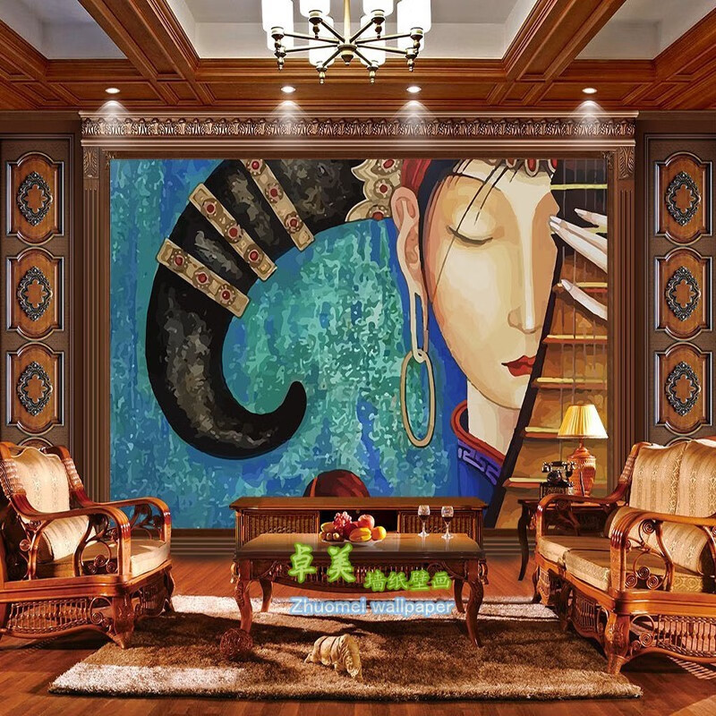 蒙古元素 蒙古元素墙纸少数民族风特色饭店餐厅酒店ktv会所蒙古族壁画