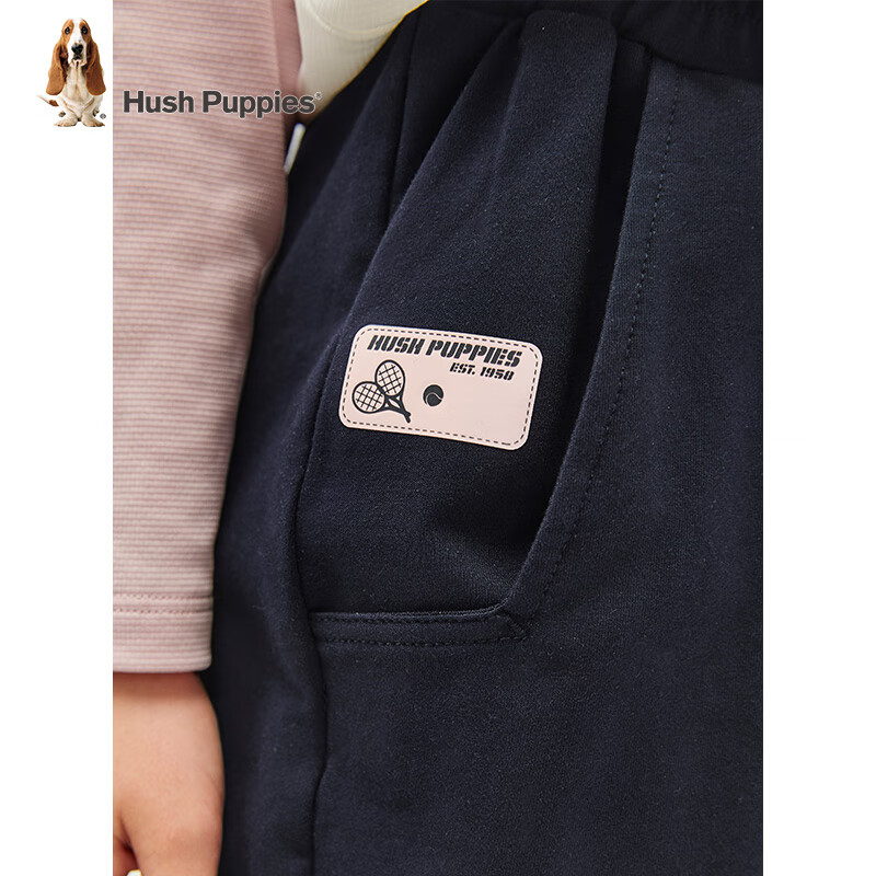 暇步士（Hush Puppies）童装儿童女大童春季舒适柔软时尚休闲薄款运动针织长裤 藏蓝 140