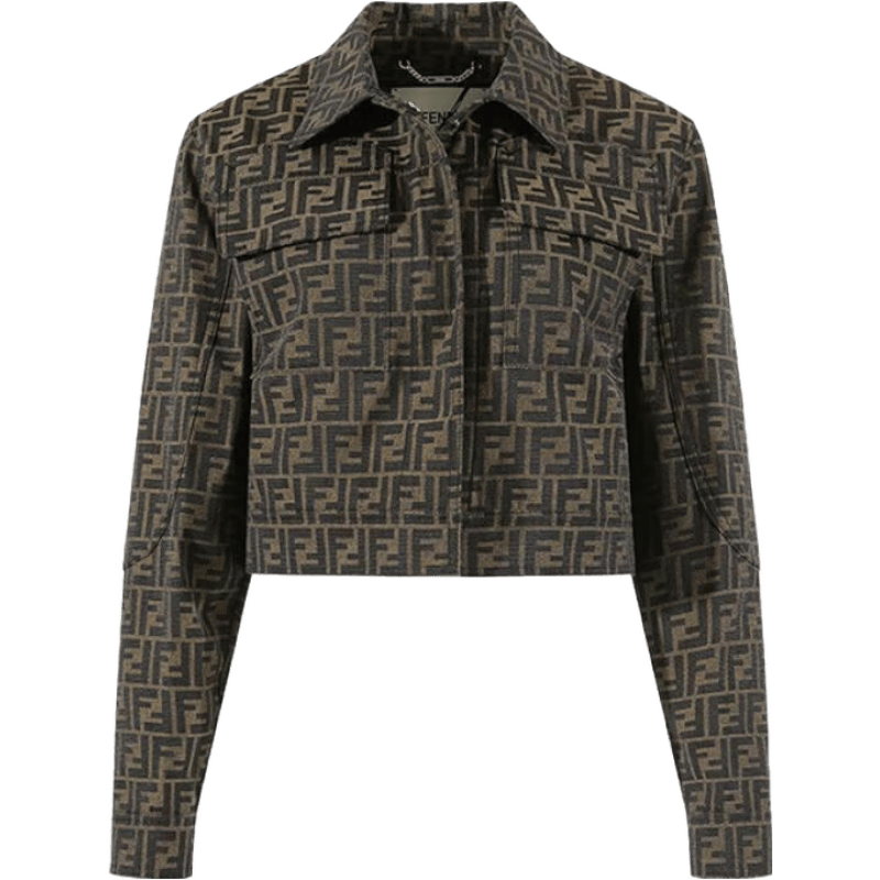 芬迪（FENDI）新品 女士短款上衣外套女装礼物女 FJ7818 A5W3 F118W 棕色FF老花提花 36 /xs