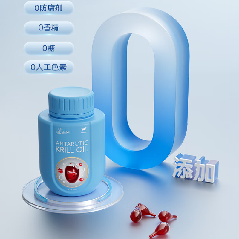 萌护卫 美国DLOVE 南极磷虾油猫咪狗狗宠物美毛亮毛防掉毛滋润毛发鱼油 3瓶【犬用】磷虾油270粒 90粒*1瓶