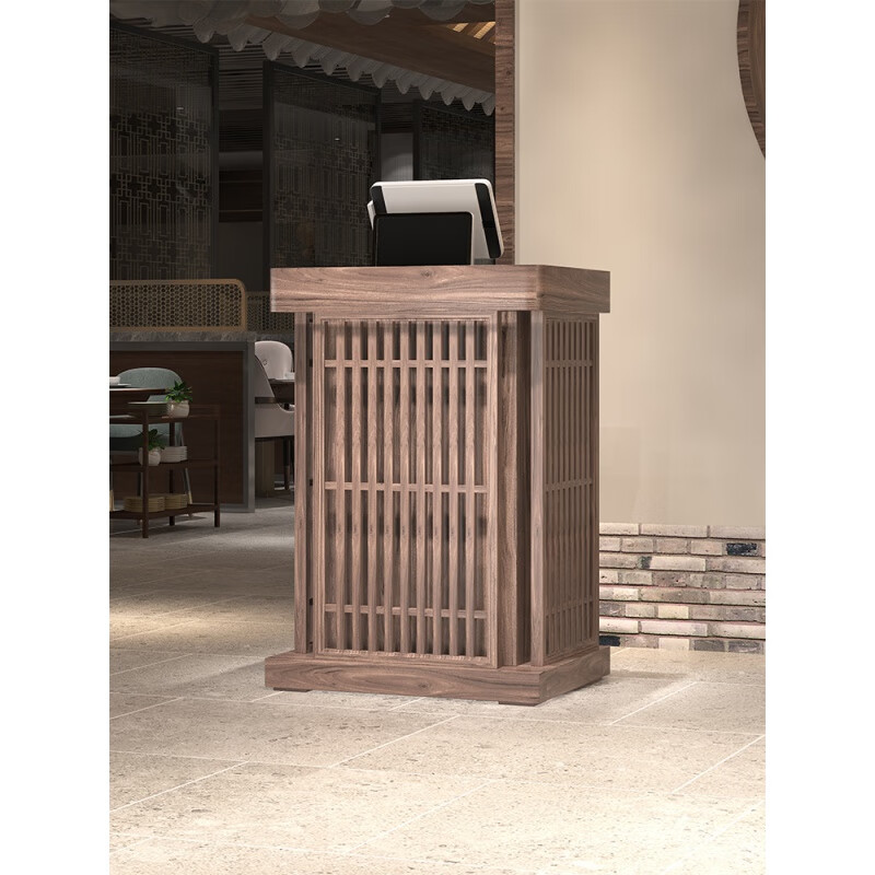 创京懿选饭店迎宾台 新中式收银台复古茶楼养生馆餐厅网红小吧台前台