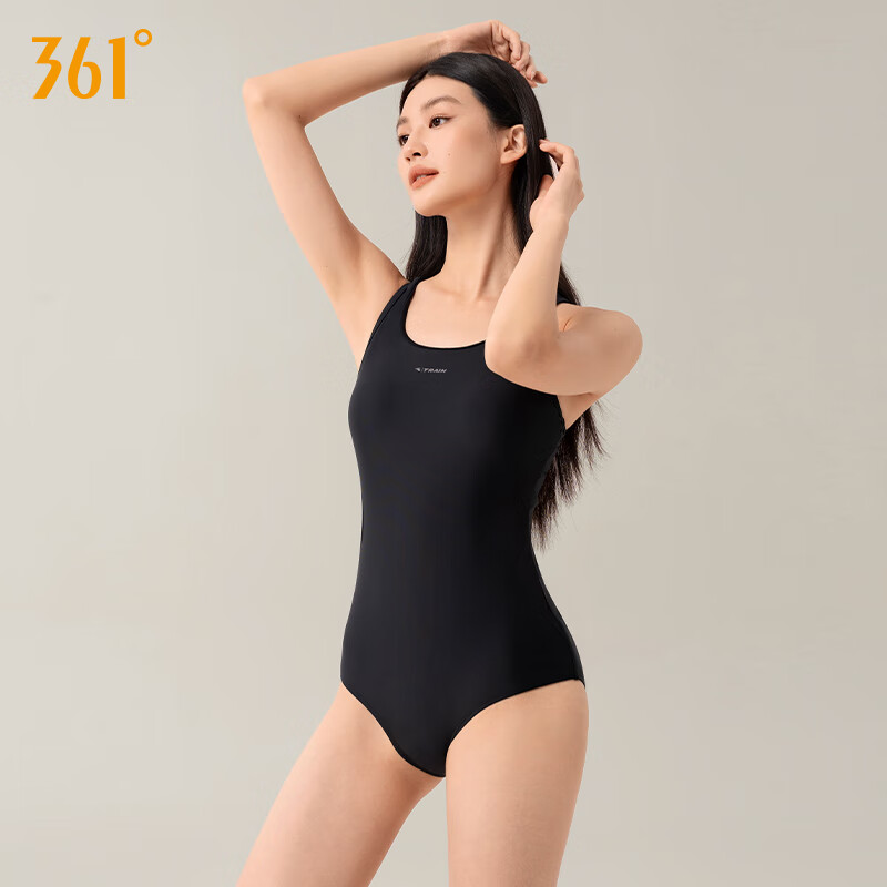 361°泳衣女款2025年新款爆款游泳馆专用连体三角竞速运动训练泳装 经典黑 【 专业训练】 M (建议体重40kg-48kg)