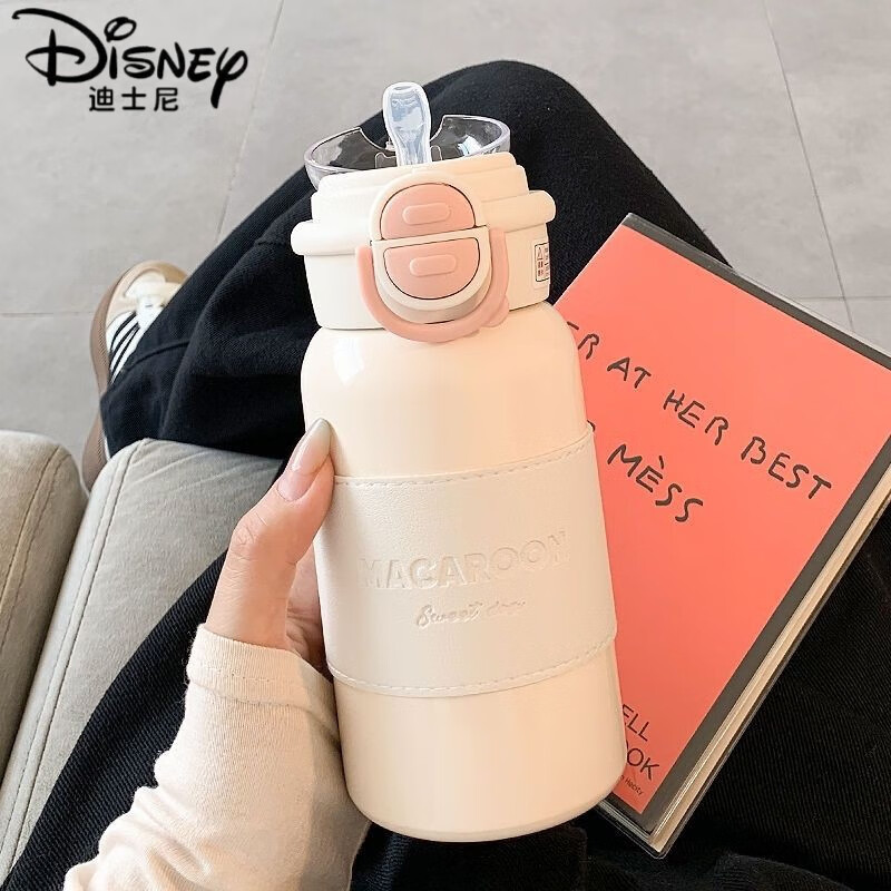 迪士尼（Disney）316保温杯女生高颜值精致感双饮口吸管杯母婴级大容量小巧 316白色保温杯【吸管口+直 500ml