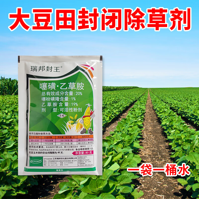 大豆田封闭除草剂黄豆田苗前杂草噻吩磺隆乙草胺粉剂农药 80g