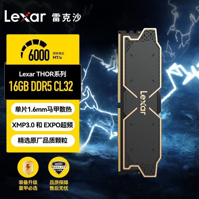 雷克沙DDR5 6000 6400内存条台式机电竞散热马甲电脑内存条二手 6000-cl32马甲条ddr5 16g单条( 0GB 0条 6000mhz