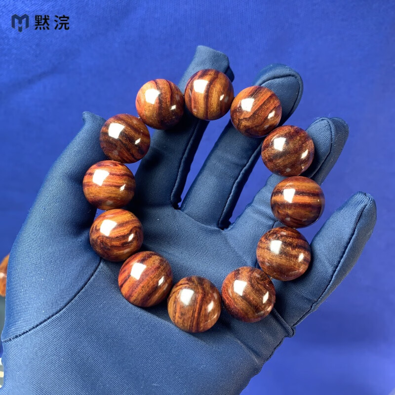 黙浣 海南黄花梨虎皮纹油梨手串盘玩收藏包浆漂亮圆珠伴手礼