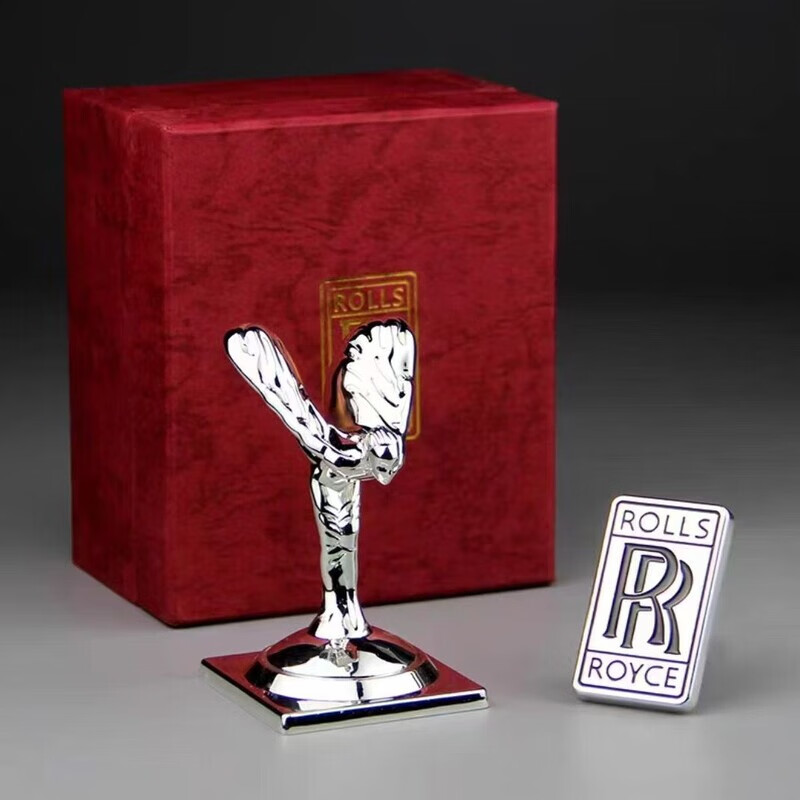 狮奥利兴劳斯莱斯小金人车标1:1飞天女神立标幻影仿真摆件双r标 银色