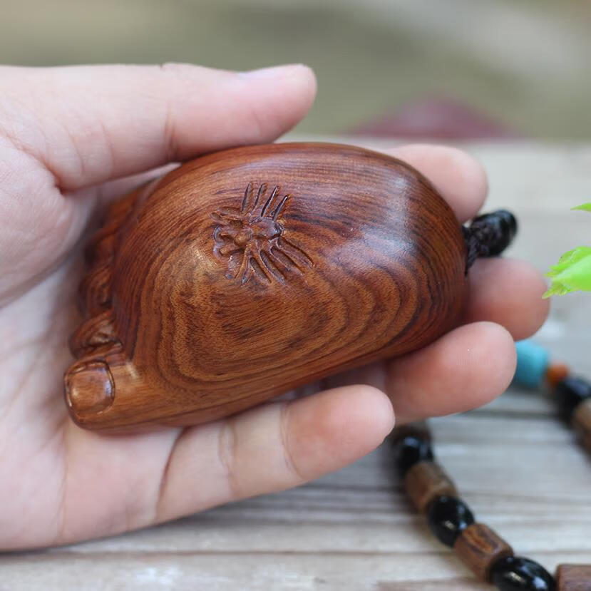 pure girl 老挝木雕手把件知足常乐 可以配对实木手工雕刻把玩 长7