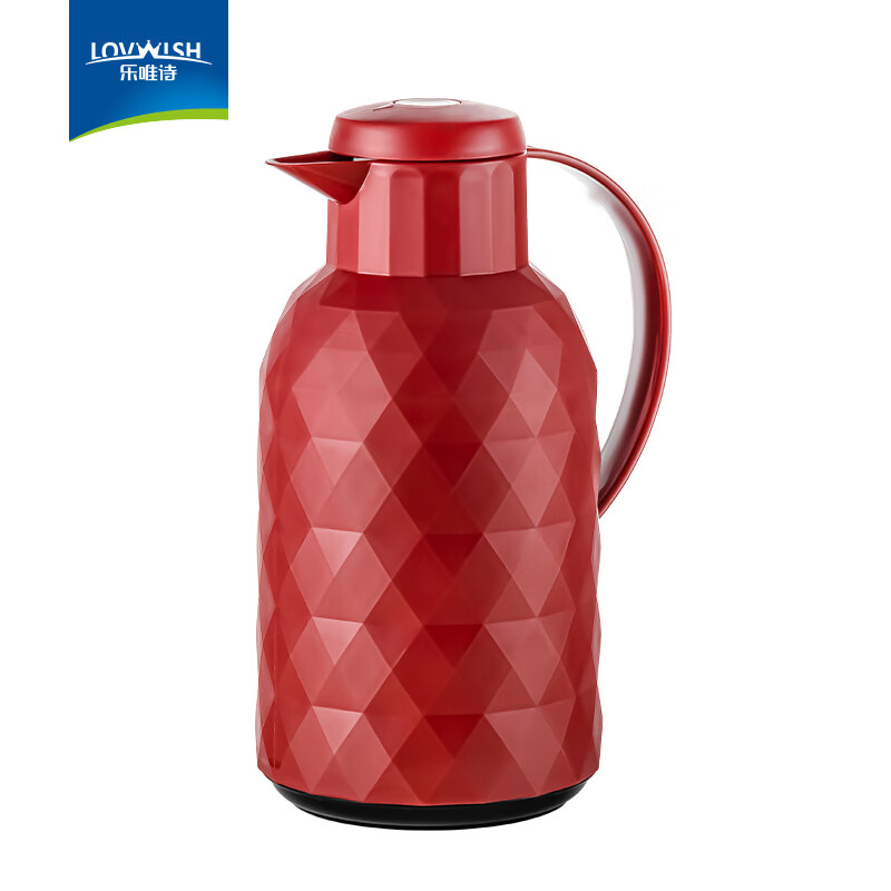 乐唯诗（LOVWISH）保温壶2025新款家用保温水壶宿舍大容量暖壶保温暖瓶热水瓶开水壶 钻纹保温壶【按压款】红色1400ml