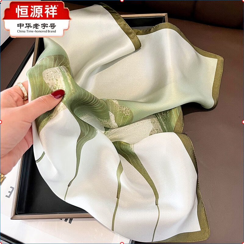 恒源祥53cm小方巾桑蚕丝发带丝巾女春秋季真丝围巾装饰领巾头巾百搭