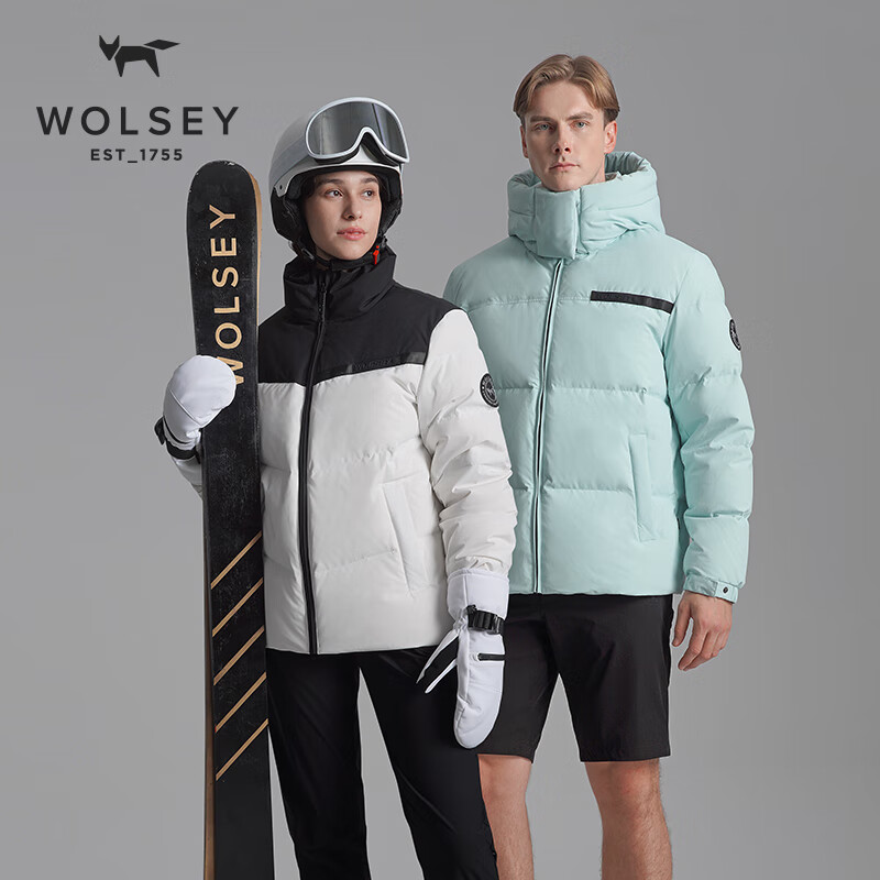 WOLSEY-Bugle号角2.0 鹅绒面包服短款男女户外防风立领羽绒滑雪服 暗夜黑色 3XL 190