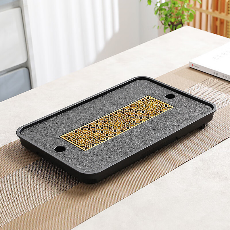 听风吟  家用茶具茶盘密胺茶台储水轻便沥水排水式干泡台轻奢现代茶盘