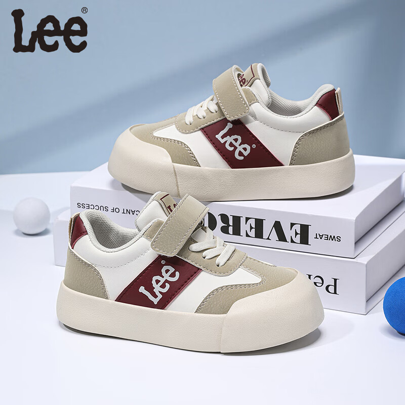 Lee儿童运动鞋百搭舒适休闲鞋新款男女童软底运动休闲鞋儿童板鞋 米酒红   36 【建议脚长215mm】