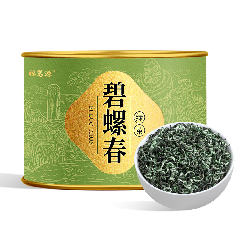 福茗源茶叶 碧螺春绿茶 明前2025新茶特级花果香浓香型春茶嫩芽罐装100g
