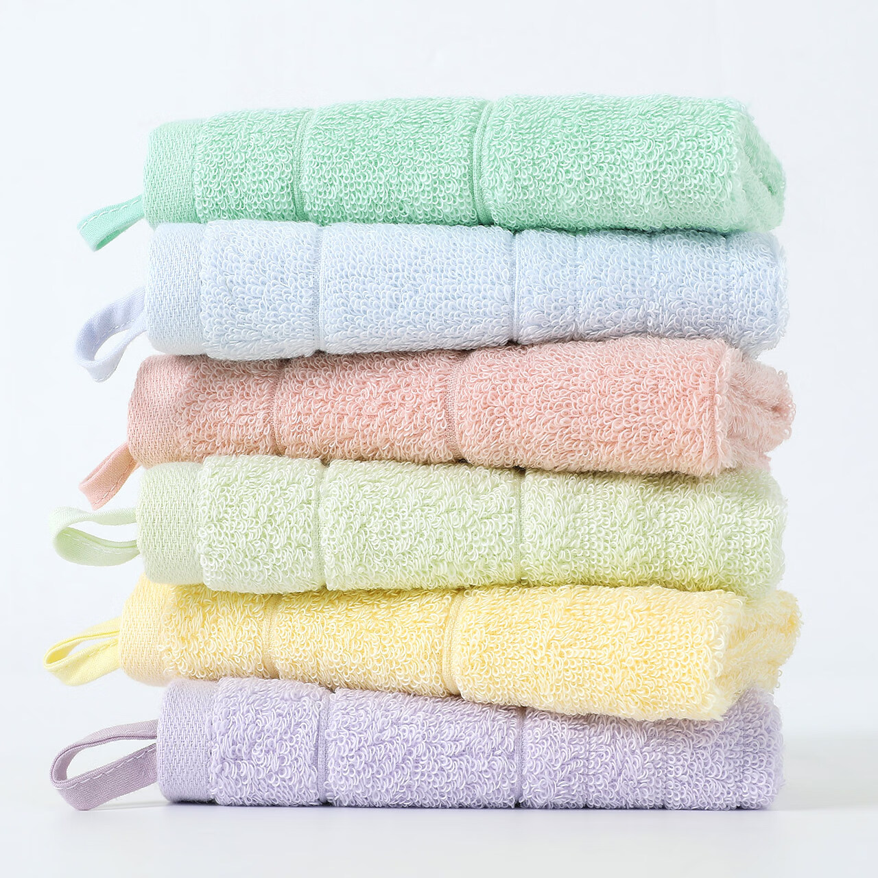 金号多条方巾A类纯棉全棉挂绳小面巾洗脸擦手抹手巾素色吸水卡通毛巾 (A类全棉)卡通款 6条