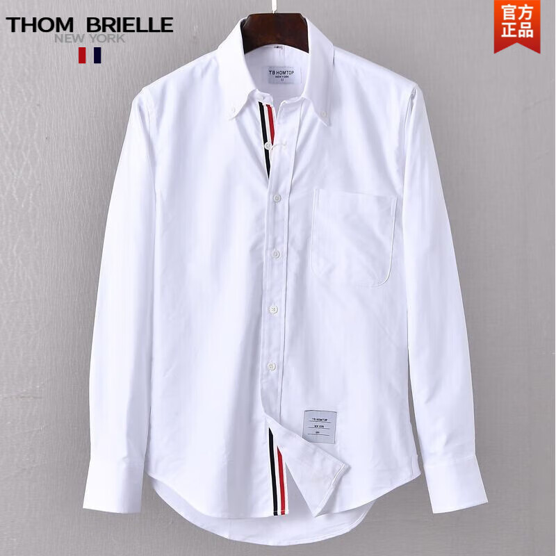 THOM BRIELLE汤姆TB白色衬衫男免烫牛津纺纯棉商务个性长袖春季情侣衫潮流2023 白色门襟标 2XL150-170斤