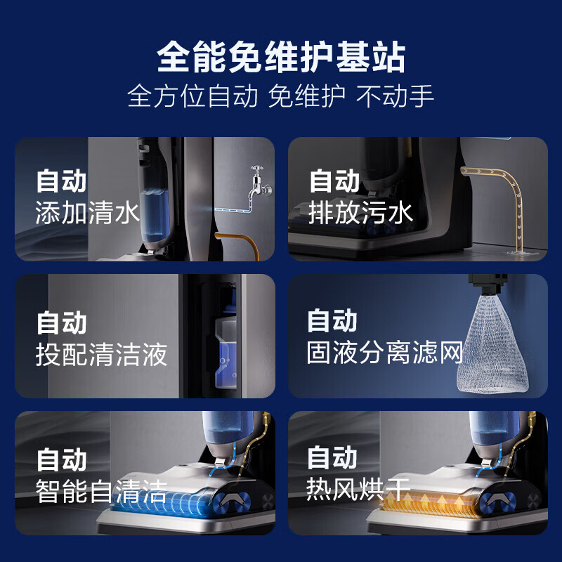 海尔(Haier)无线智能洗地机吸拖一体全自动清洗上下水吸尘器拖地机双滚刷双动力热风烘干除菌清洁机X11station 【全能自动基站】X11Station