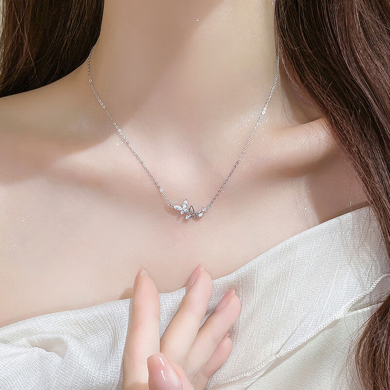 老凤祥双子蝴蝶纯银项链女士2026新款锁骨链生日纪念日礼物送女朋友老婆 凤凰于飞礼盒-双子蝴蝶套链