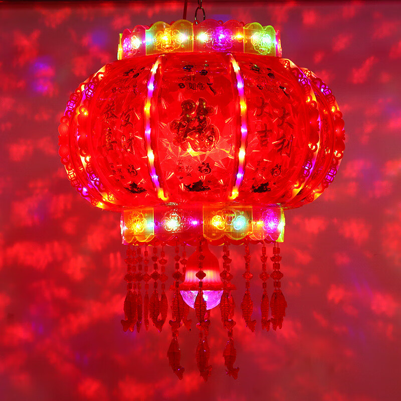 旋轉(zhuǎn)燈籠大門(mén)掛的2025新年裝飾燈籠春節(jié)陽(yáng)臺(tái)led七彩仿水晶走馬燈 炫彩流水款【一對(duì)】 40#直徑37cm