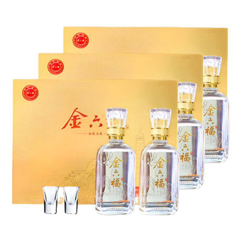 金六福50.8度白酒兼香型粮食酒宴请送礼高端白酒礼盒 50.8度 500mL 6瓶 福藏天地整箱