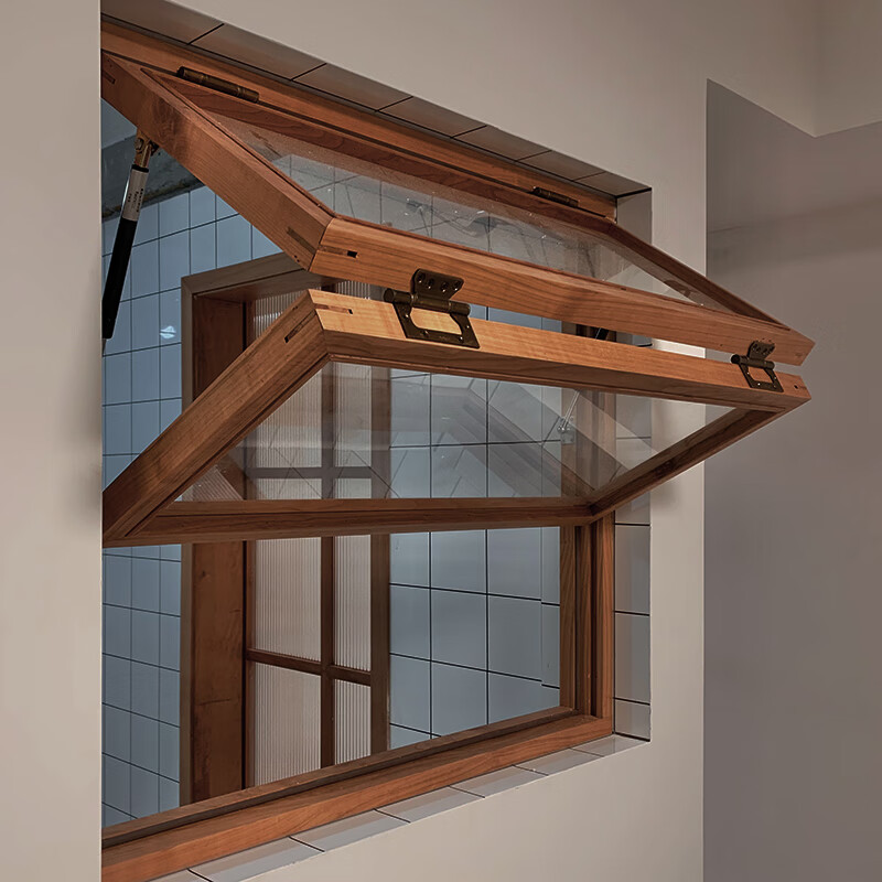 佛山包安装上推拉厨房上翻窗提拉窗书房实木门窗室内上推木窗户 北美