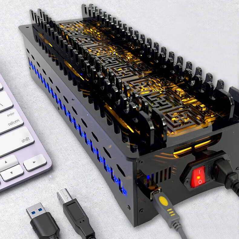 据码电子多口扩展坞USB批量充电数据支架安卓手机投屏集线器游戏工作室办公短视频直播矩阵机桌面多控 橘黄金【极致升级款】