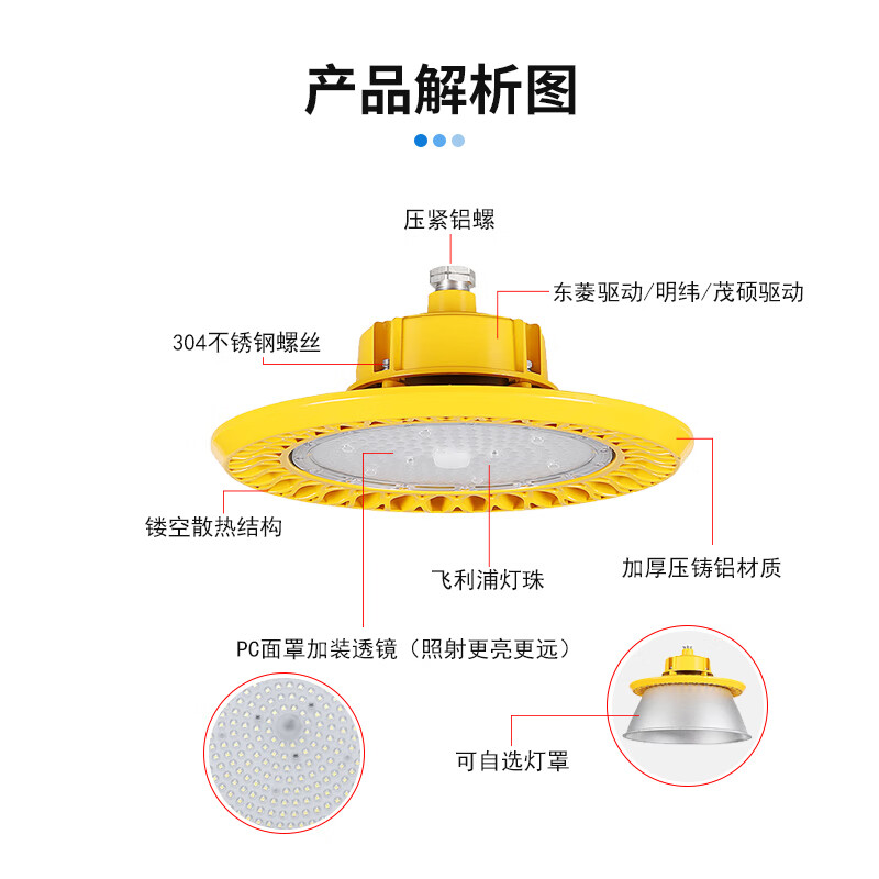 oimgled防爆工矿灯防爆led灯100w200w300w圆形仓库厂房投光照明工业灯