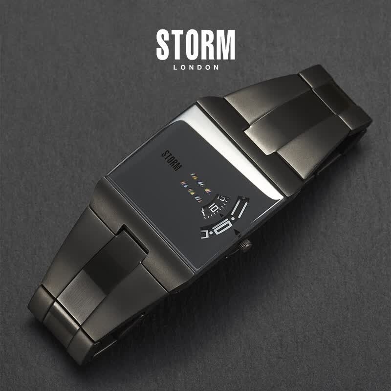 STORM英伦风暴NEW REMI SQ系列方表镭射镜面旋转表盘手表男士石英表 47430/IP/GY【顺丰当日发】