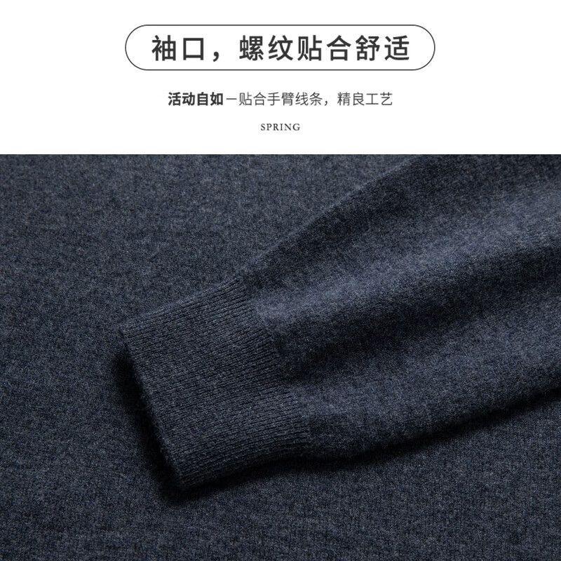 SHANSHAN杉杉纯羊毛衫男100%羊毛秋冬新款套头毛衣男装针织半高领打底衫 星空灰 【简约百搭】 L (175/92A)