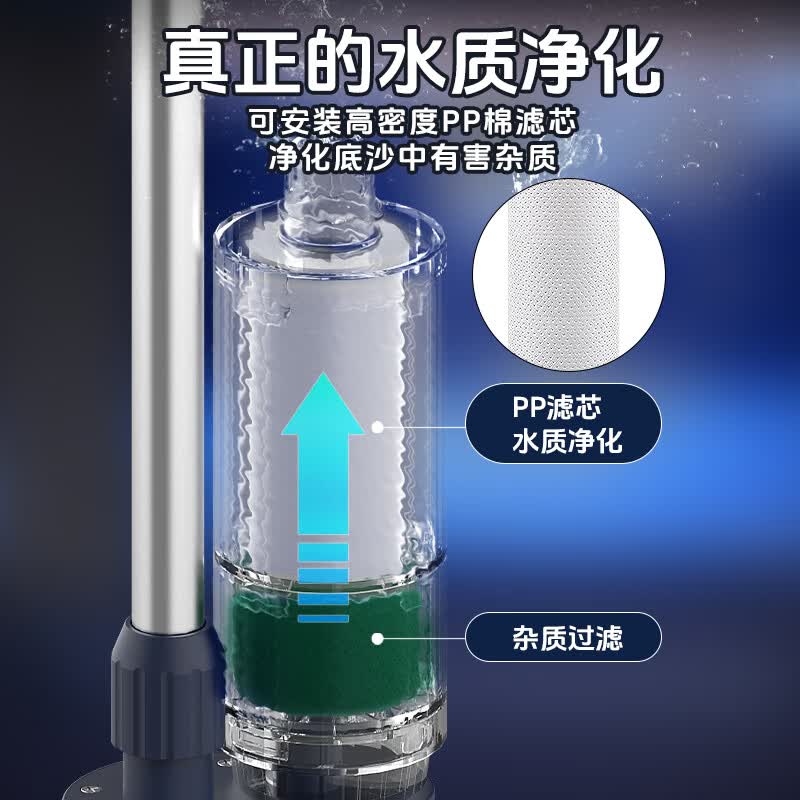 栗多鱼鱼缸换水神器洗沙器电动吸鱼粪吸便器清洁清理吸污抽冲一体抽水泵 40W 灰色款