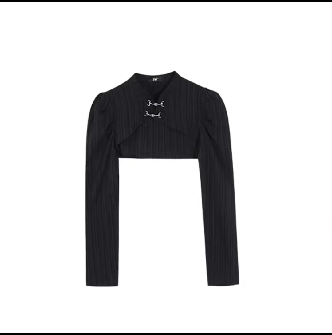 配吊带子外搭开衫高级感黑色坎肩上衣 单黑色罩衫 韩系风格穿搭叠穿早