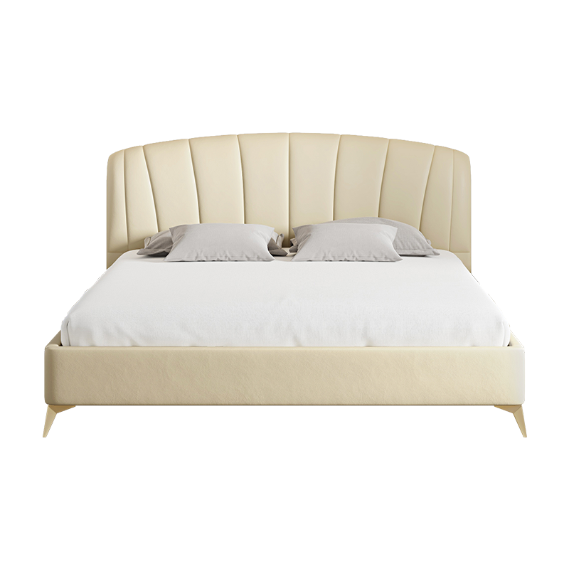 喜临门 床 头层牛皮床嵌入式设计扇形靠包卧室双人床 豪华现代简约真皮床 巴尔扎克 180*200cm