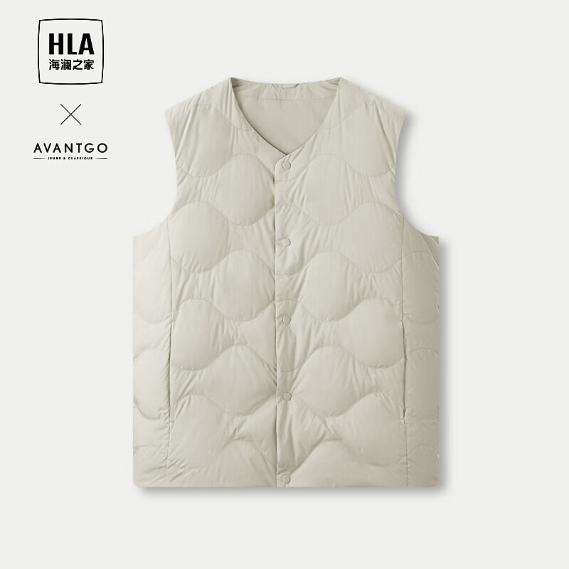 海澜之家（HLA）羽绒服小马甲男士26秋冬季新款轻商务经典白鸭绒外套男冬季上衣男 米杏11 165/84A S推荐114~124斤