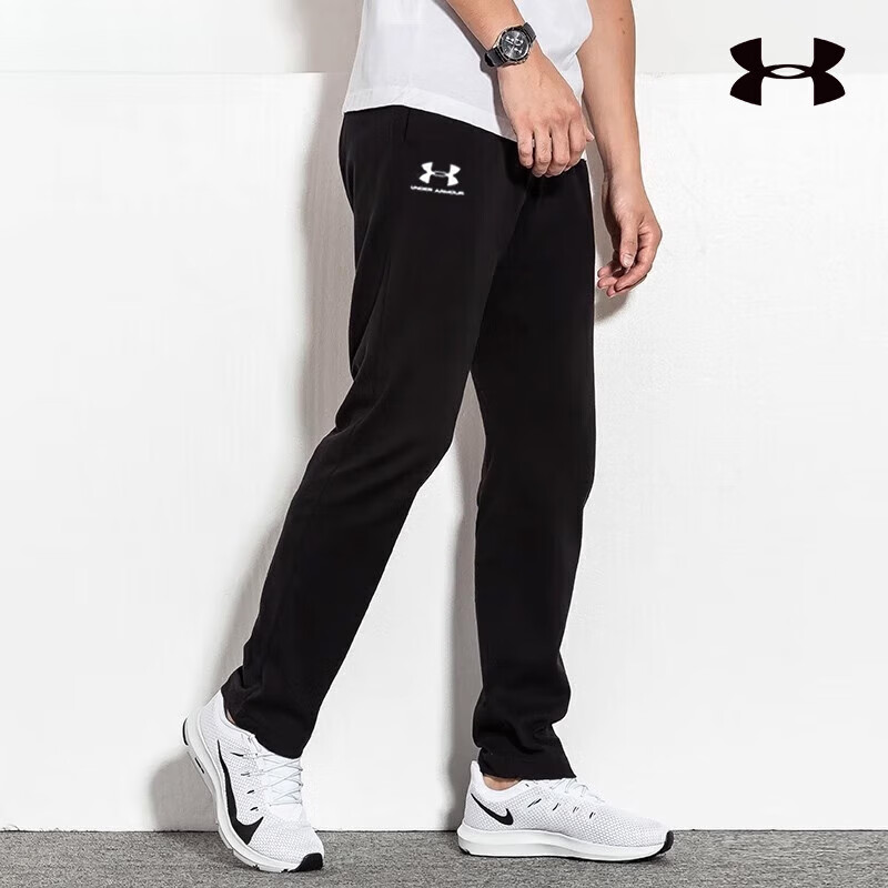 安德玛（Under Armour）春季直筒裤男梭织宽松训练裤长裤男裤休闲运动裤 1352031-001/主图款 170/78A/M 京东折扣/优惠券