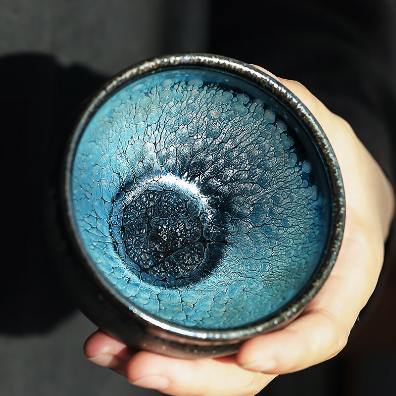 建盏曜变天目极光油滴原矿建窑原釉铁胎中 游惠萍银斑将军盏礼盒装