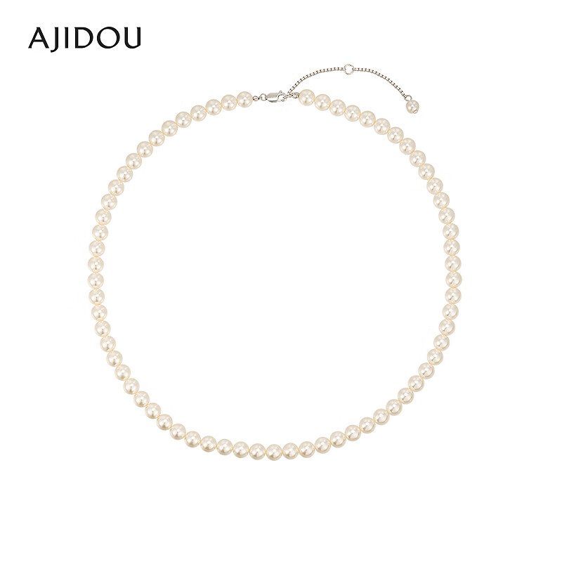 AJIDOU阿吉豆项链女S925银温婉款珍珠时尚小米珠毛衣链高级感颈链双11 银色+珍珠白色 42cm 1个