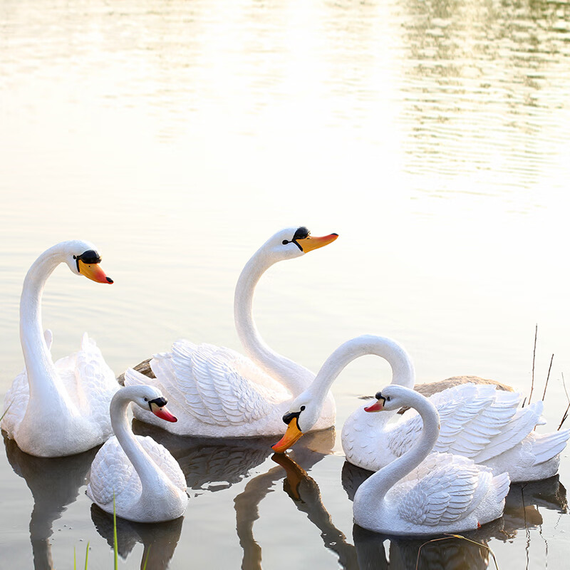 周末岛庭院装饰仿真动物雕塑浮水小天鹅摆件别墅户外花园子水池鱼池