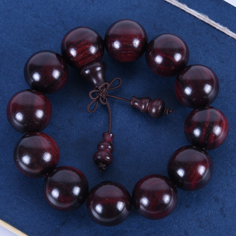 正宗大叶檀佛珠手串高密老料紫檀木佛珠男女款手链时尚新款 葫芦款