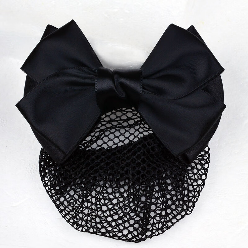 靓做头花女职业盘发网兜酒店护士银行空姐服务员工作发夹发饰妞吖饰品 黑色细网网兜【1个装】