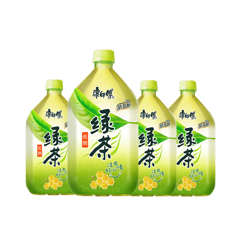 康师傅绿茶1l*4/9瓶装茶饮料休闲家庭聚会饮品 绿茶1l*4瓶【新老包装